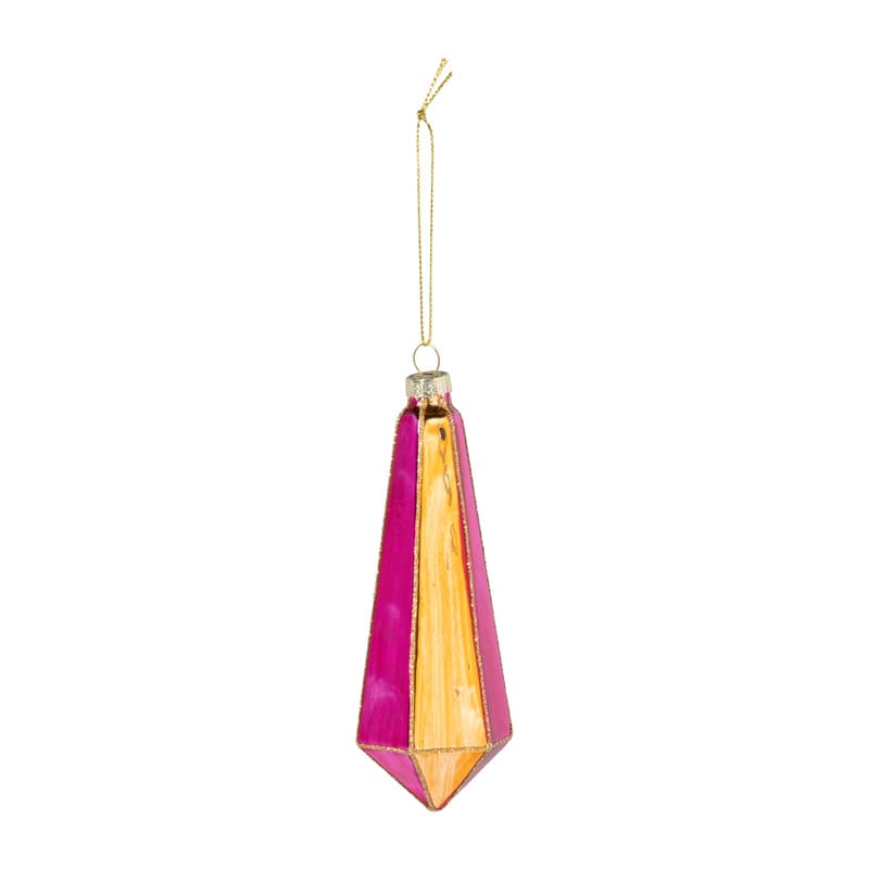 Kersthanger pegel velvet - roze/oranje - 4.3x13.7 cm