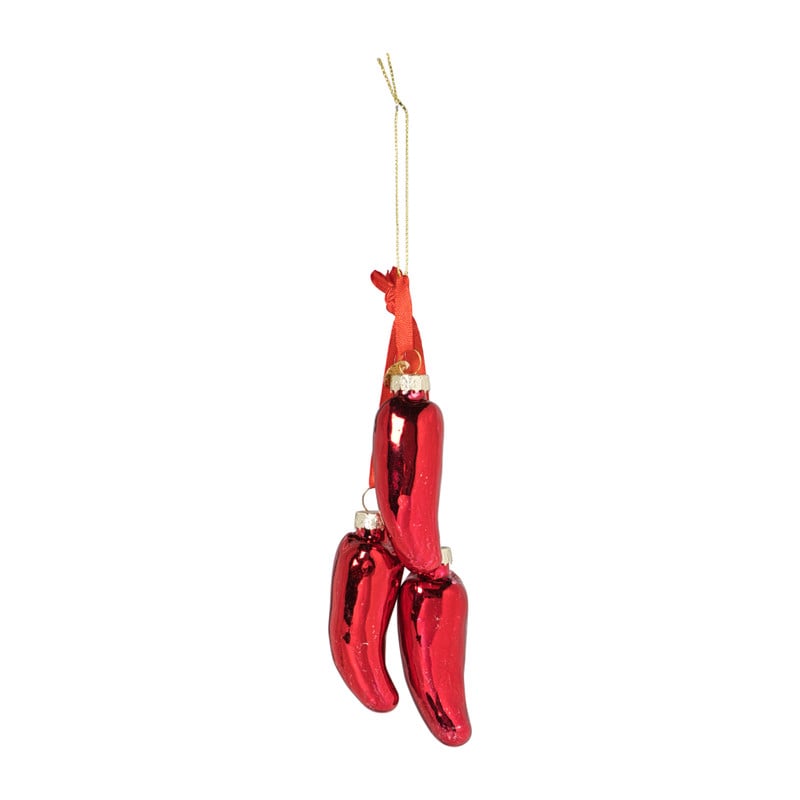 Kersthanger peper - rood - ø2.7x7.6 cm
