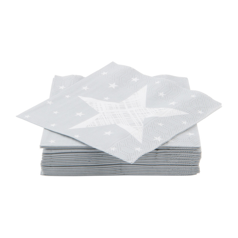 Servetten ster - grijs - 24x24 cm - set van 20 