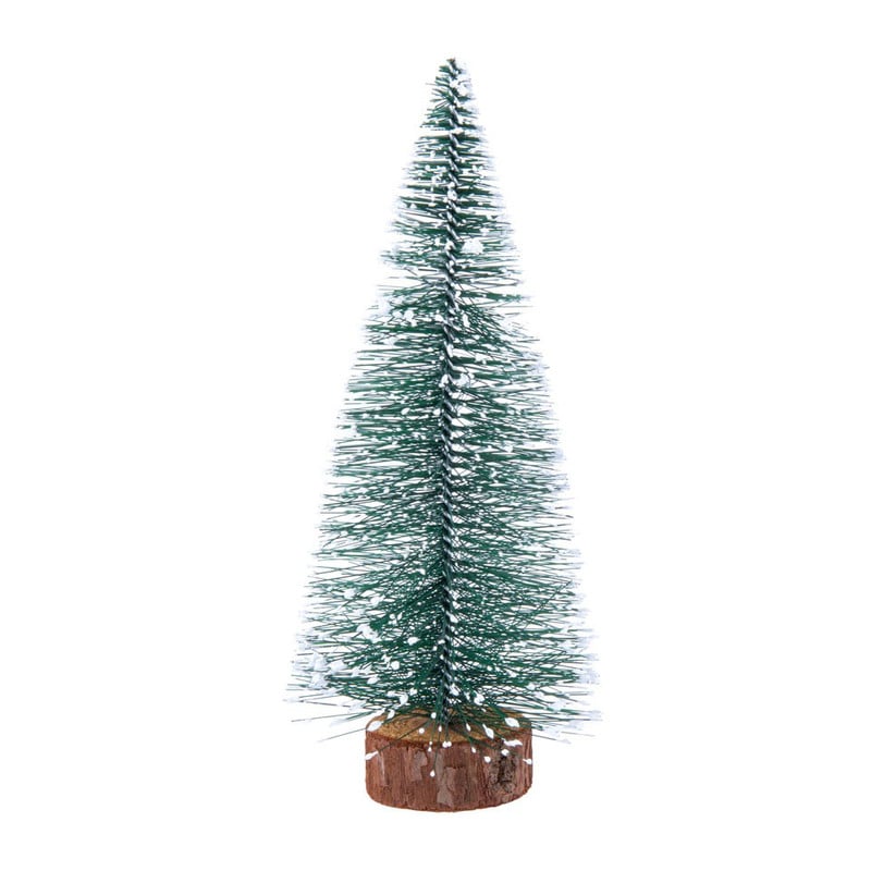 Kerstboom S met sneeuw - groen - 17 cm