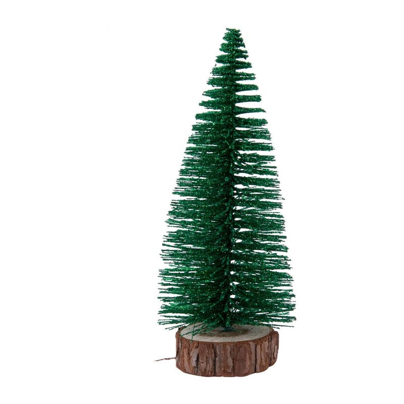 Kerstboom S met glitters - groen - 18 cm