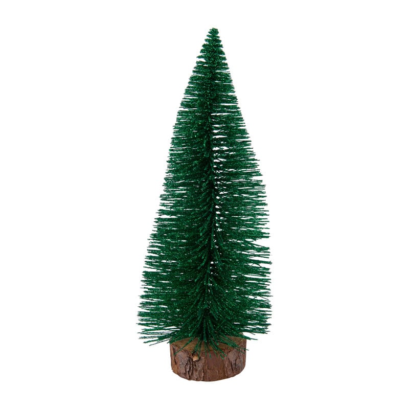 Kerstboom M met glitters - groen - 24 cm