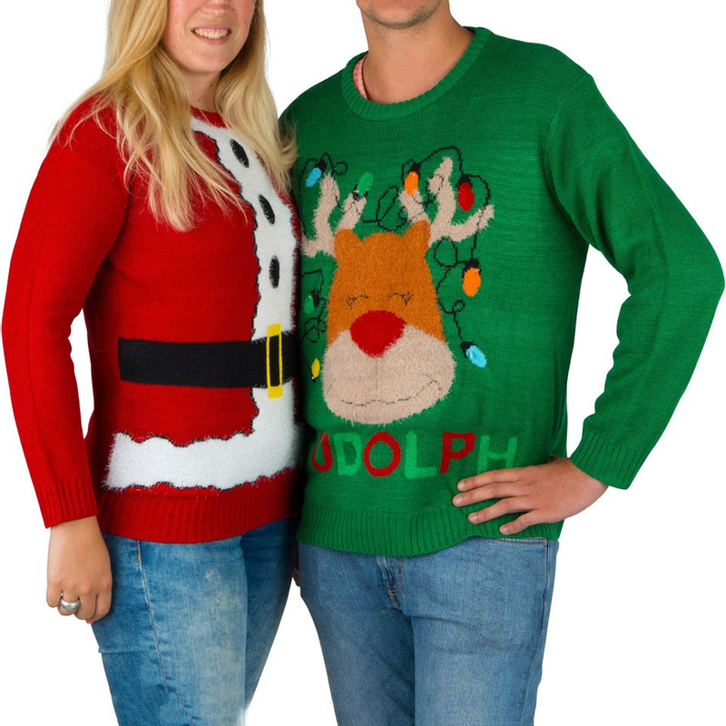 Kersttrui Rudolph met verlichting - M/L