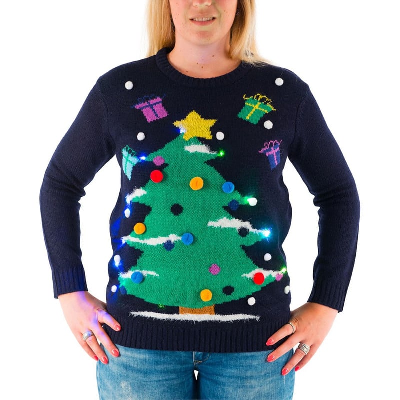 Kersttrui Xmas Tree met verlichting - M/L