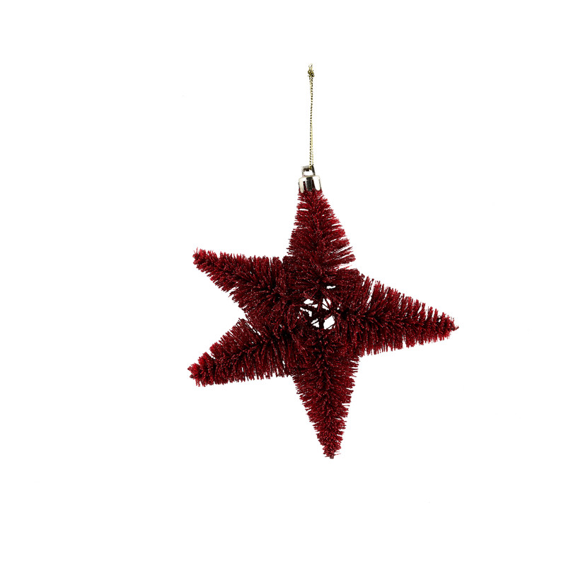 Kerstster met glitter - Rood - 11,5 cm