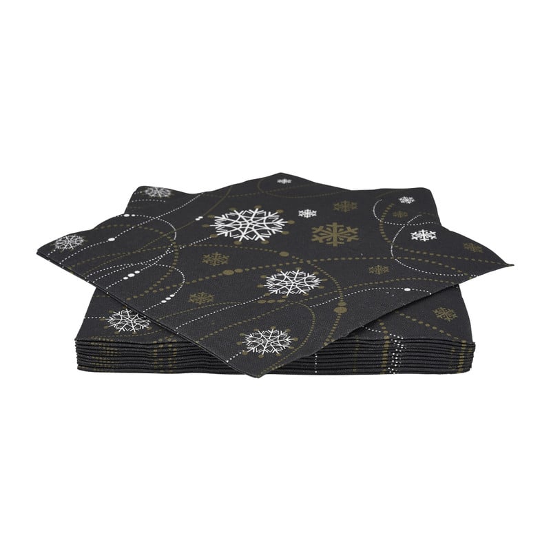 Duni servetten - necklace zwart - 40x40 cm 
