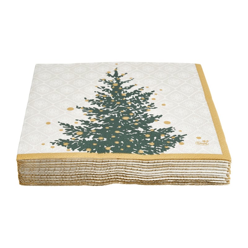 Duni servetten - trees in gold - 33x33 cm 