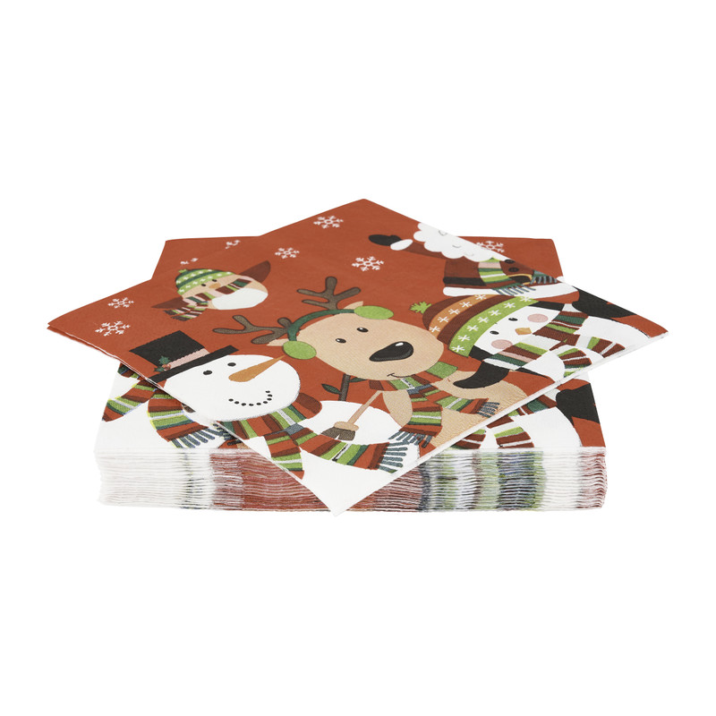 Duni servetten - kerstfiguren rood - 33x33 cm 