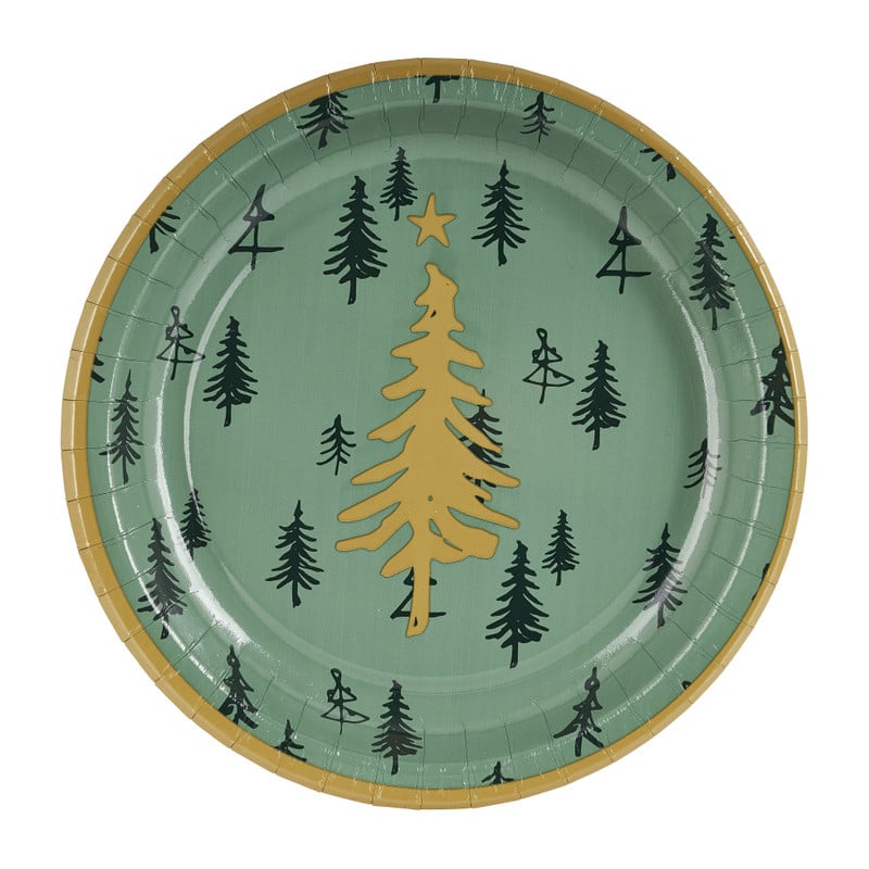 Bordjes X-Mas - groen - ø22.5 cm - set van 10