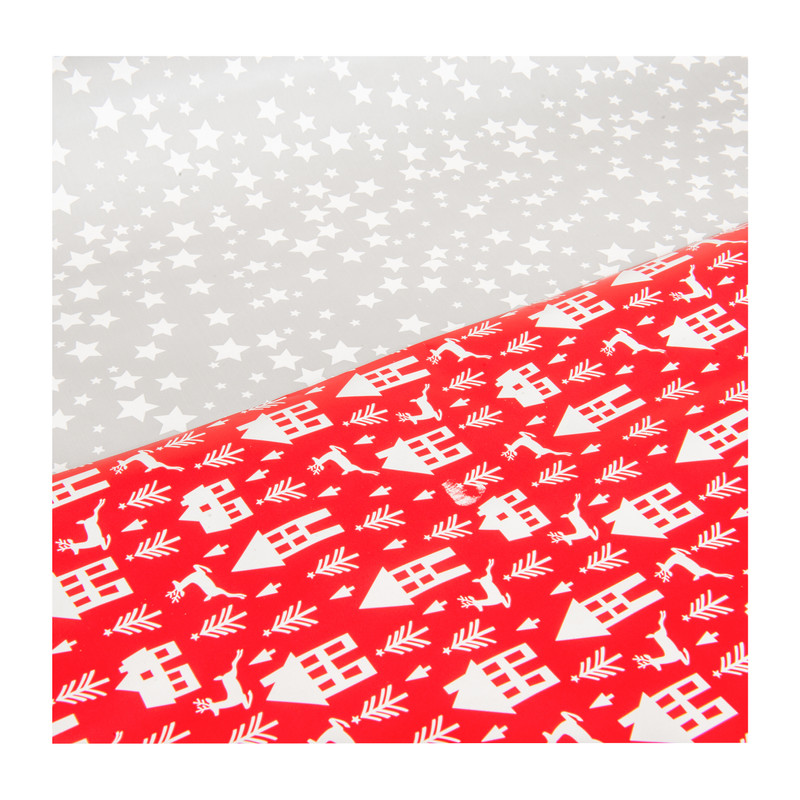 Cadeaupapier kerst - rood/zilver - set van 2