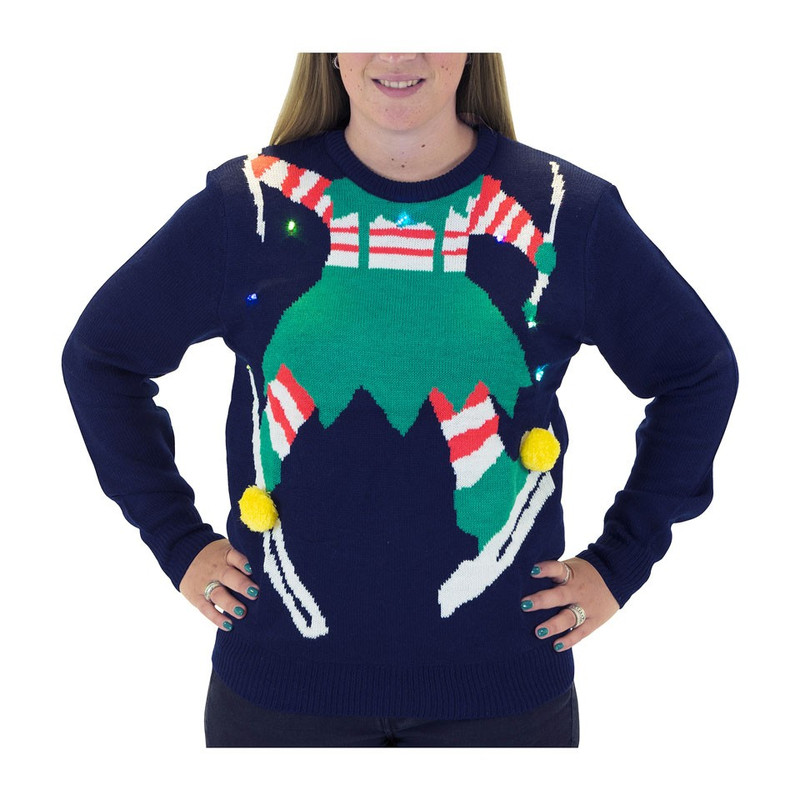 Kersttrui dames - elf met verlichting - maat M