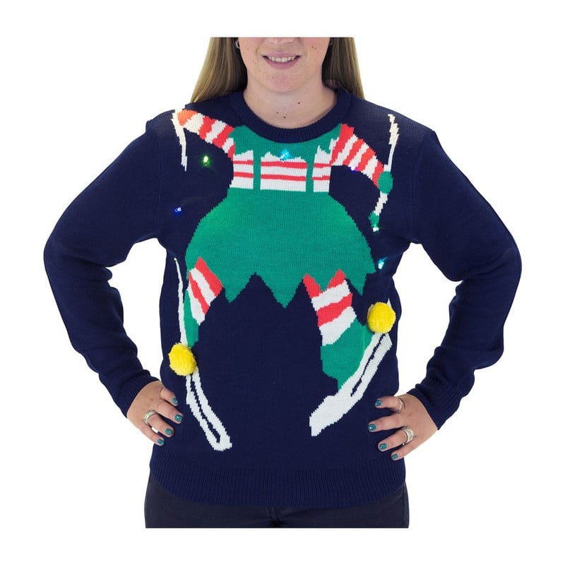 Kersttrui dames - elf met verlichting - maat L