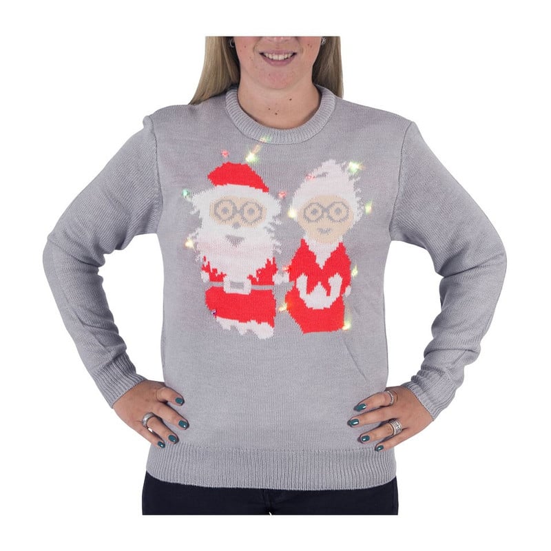 Kersttrui dames - santa met verlichting - maat M