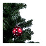 Kerstbal rood met grote witte stip