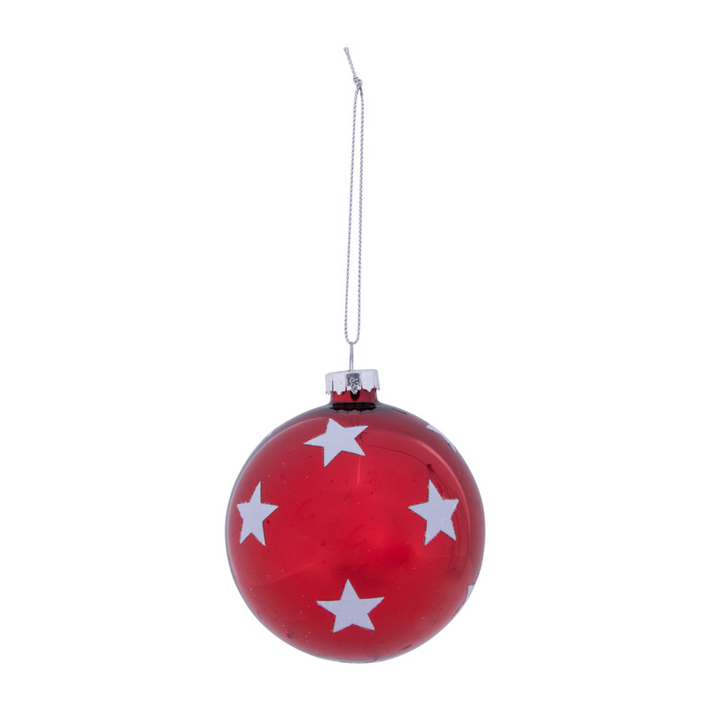 Kerstbal rood grote witte ster