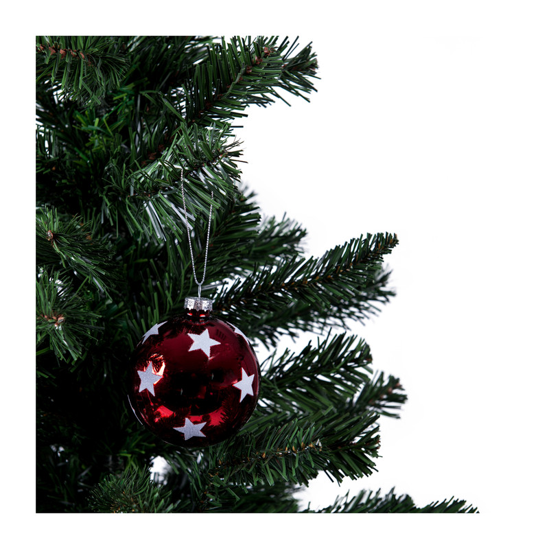 Kerstbal rood grote witte ster