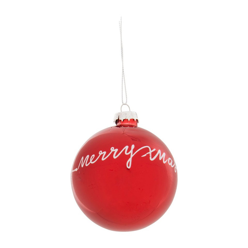 Kerstbal rood Merry Xmas