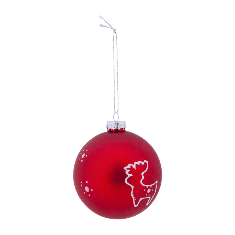 Kerstbal rood rendier groot