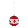 Kerstbal - rood/witte rand - glas