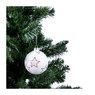 Kerstbal wit rode ster