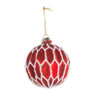 Kerstbal - glas - rood reliëf wit