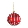 Kerstbal rood relief wit - glas