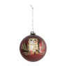 Kerstbal bordeaux uil - glas