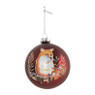 Kerstbal bordeaux vos - glas