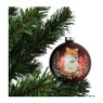 Kerstbal bordeaux vos - glas