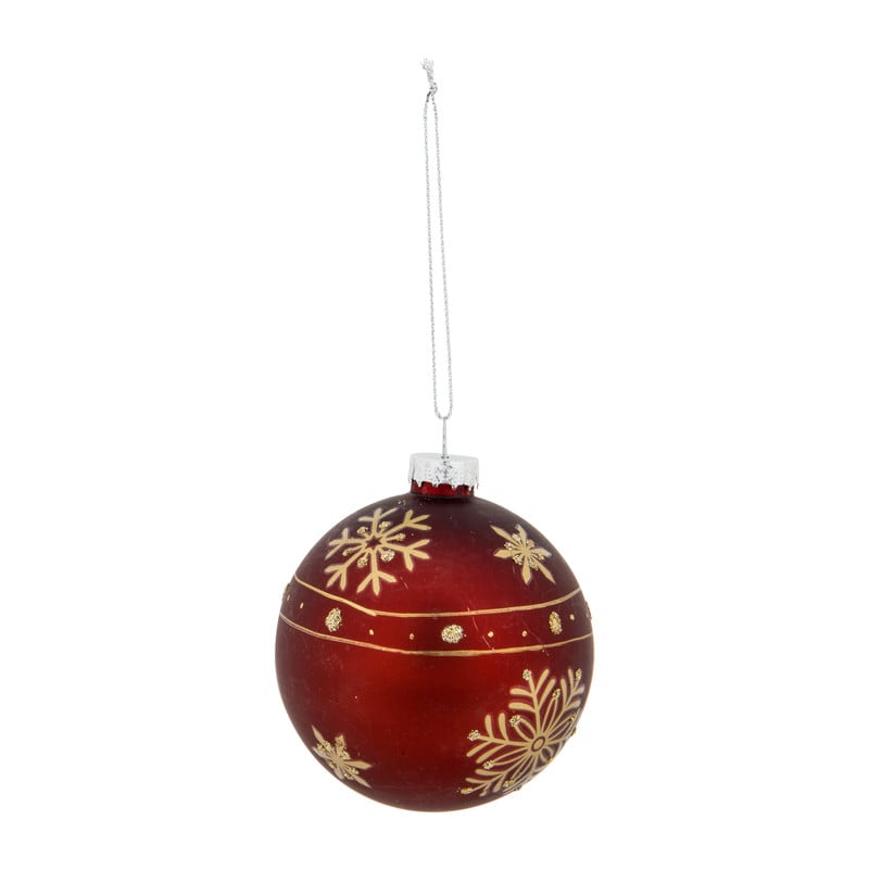 Kerstbal bies - bordeaux/goudkleurig - glas