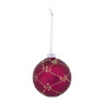 Kerstbal  bordeaux ruit patroon