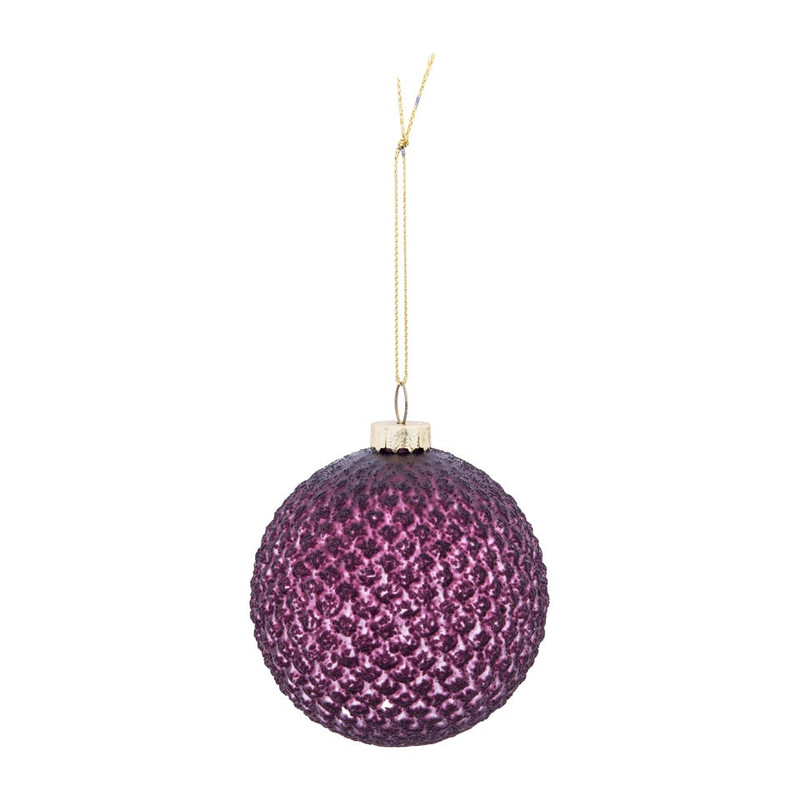 Kerstbal paars mat - glas