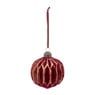 Kerstbal bordeaux relief - goudkleurig - glas