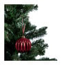 Kerstbal bordeaux relief - goudkleurig - glas