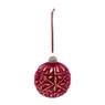 Kerstbal bordeaux relief ruit - glas