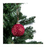 Kerstbal bordeaux relief ruit - glas