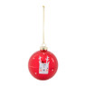 Kerstbal rood met rendiertje - 8 cm
