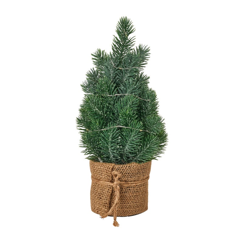Kunstkerstboompje in pot - 10 led lampjes - 33 cm 