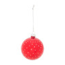 Kerstbal rood - witte stip - 8 cm