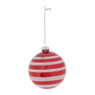 Kerstbal rood - witte streep - 8 cm