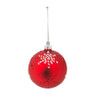 Kerstbal rood - stipjes en sterren - 8 cm