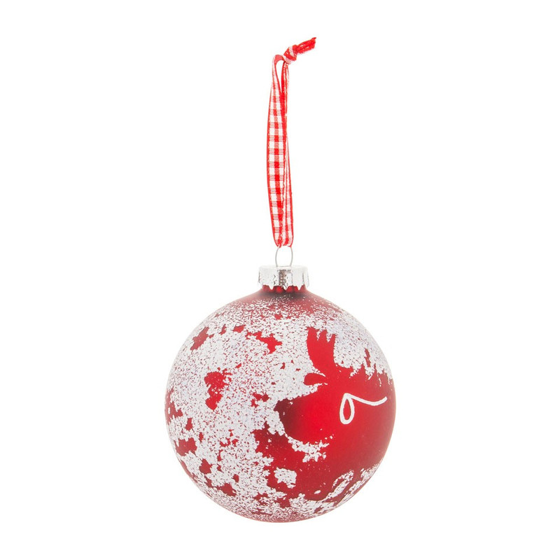 Kerstbal - sneeuw rendier - 8 cm