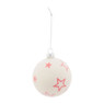 Kerstbal wit- rode ster - 8 cm