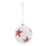 Kerstbal wit met rode sterren
