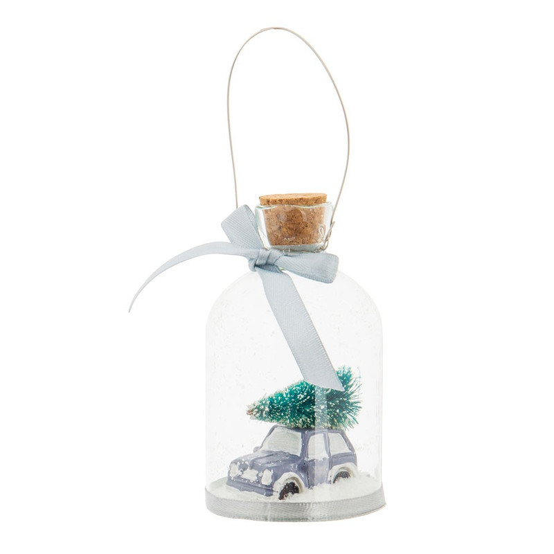Kerstbal flesje - 5x10 cm - grijs