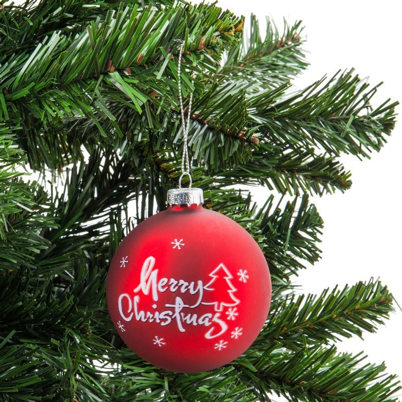 Kerstbal rood - Merry Christmas - 8 cm