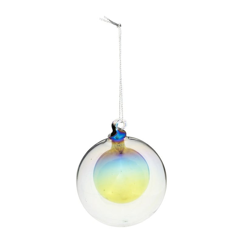 Kerstbal met mini bal - 8 cm - groen