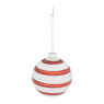 Kerstbal stip/streep - 8 cm - rood/wit