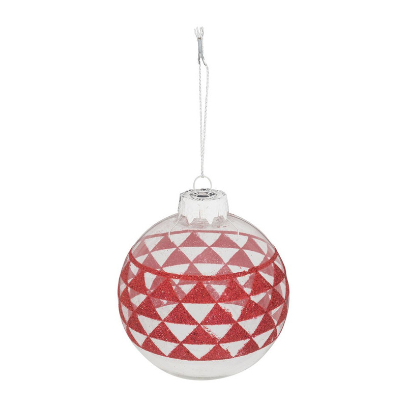 Kerstbal ster/driehoek/tekst - 8 cm - rood