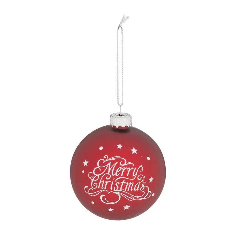 Kerstbal ster/driehoek/tekst - 8 cm - rood